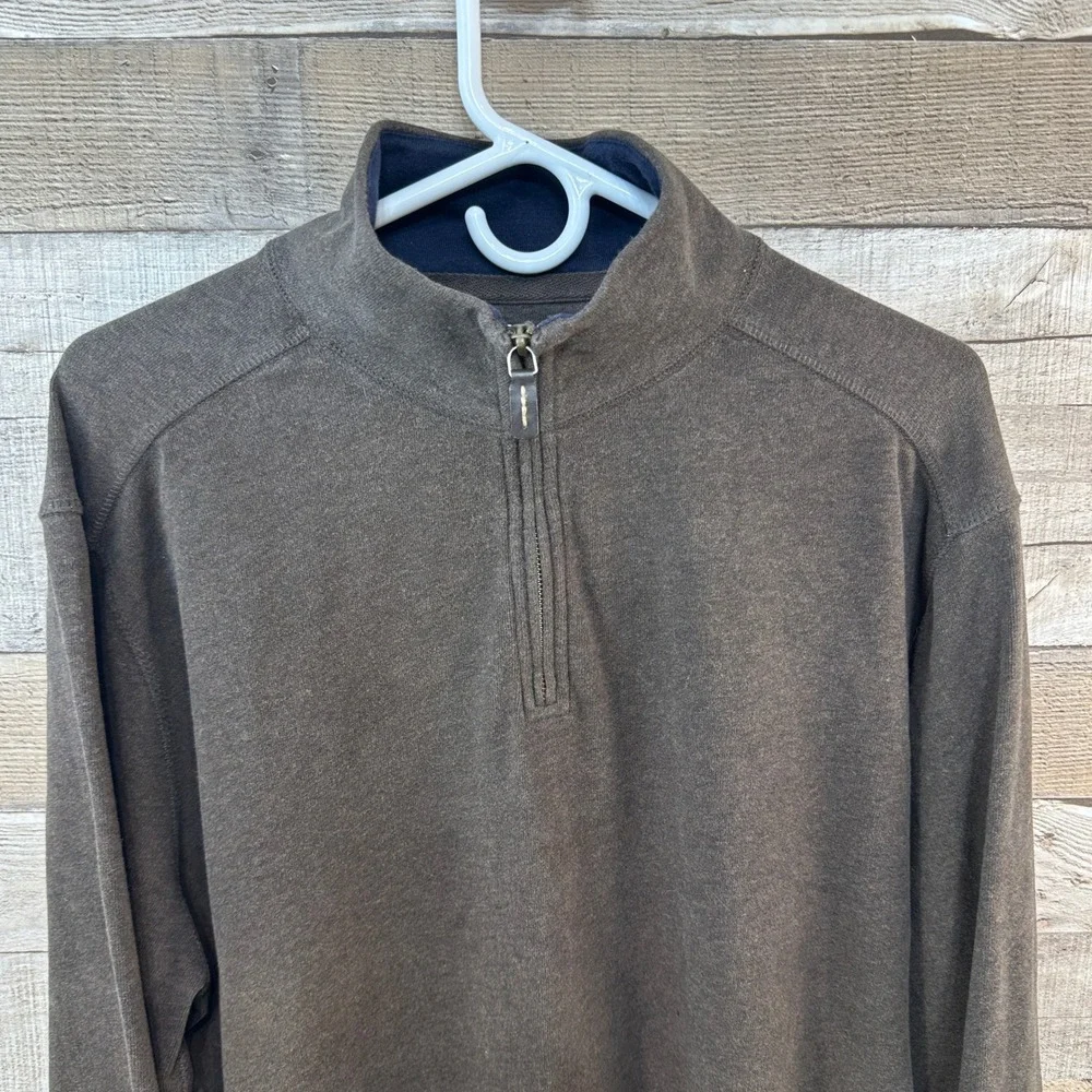 J Crew Mens‎ Heathered Brown 1/2 Zip Mock Collar Pullover Sweater XL Large
